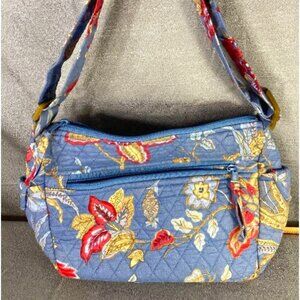 Appleseed Blue Floral Cloth Purse 10.5 x 7.5 x 5 w 9-18in adj hang